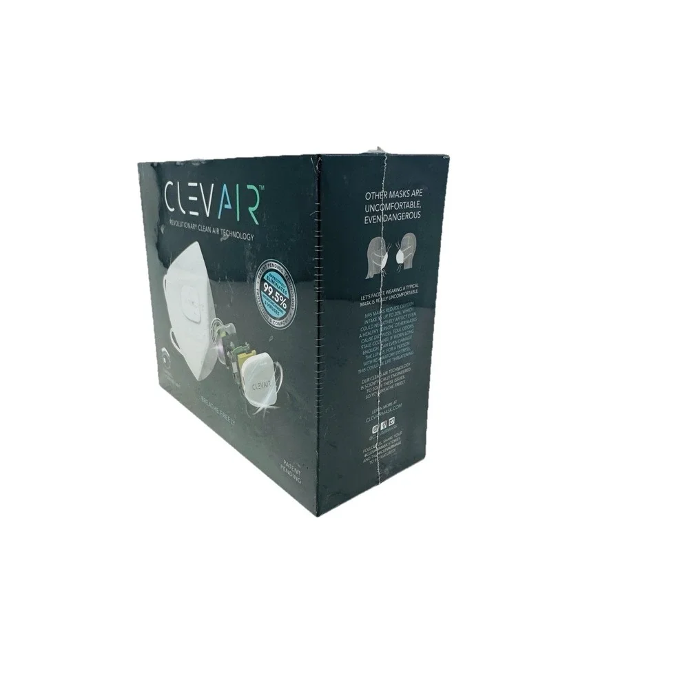 Clevair Wearable Air Purifier + 3 Interchangeable 6 Layer Mask With UV-C New